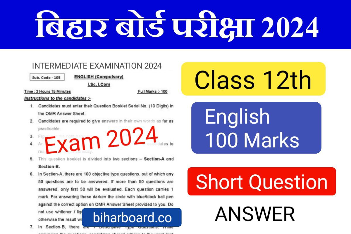 Bihar Board Class 12th English Question Answer 2024