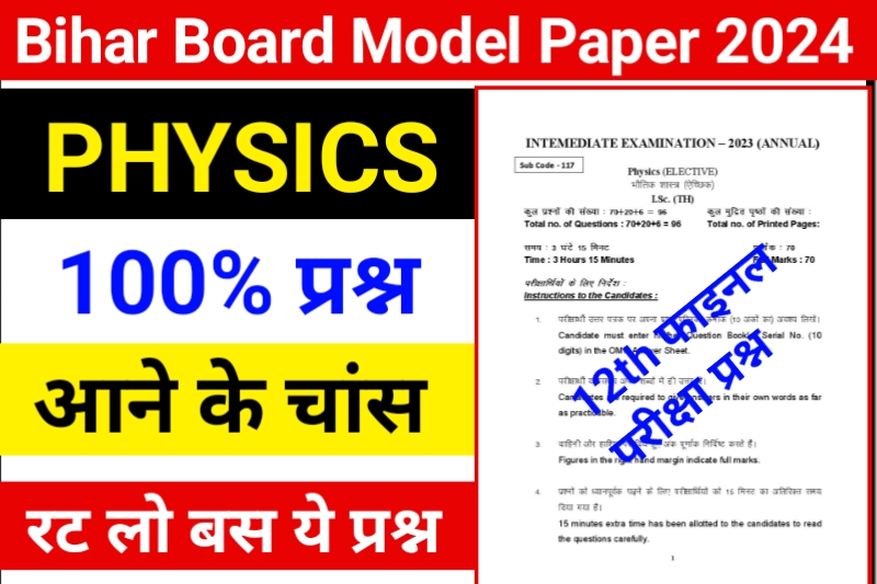 Bihar Board 12th Physics Model Paper 2024