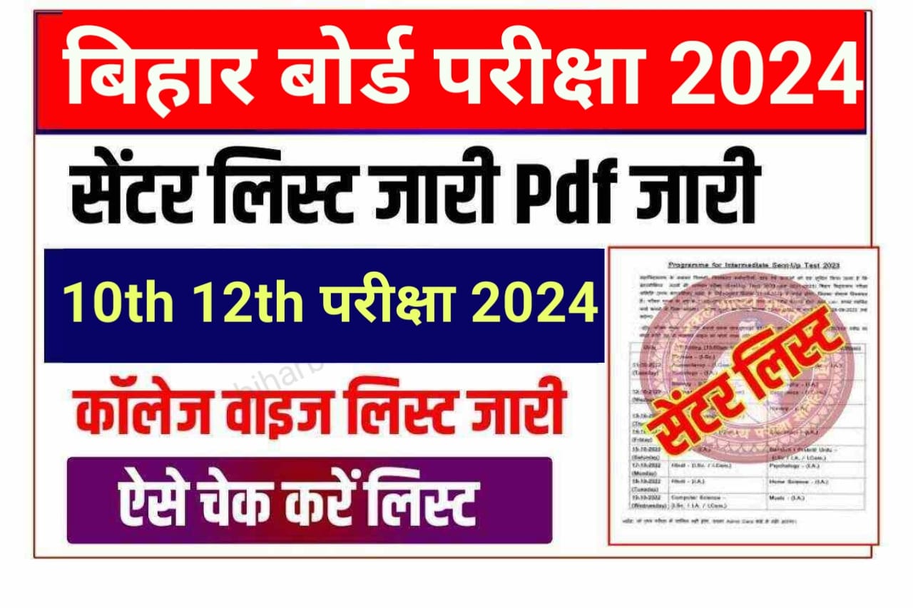 Bihar Board Matric & Inter Exam Center List 2024