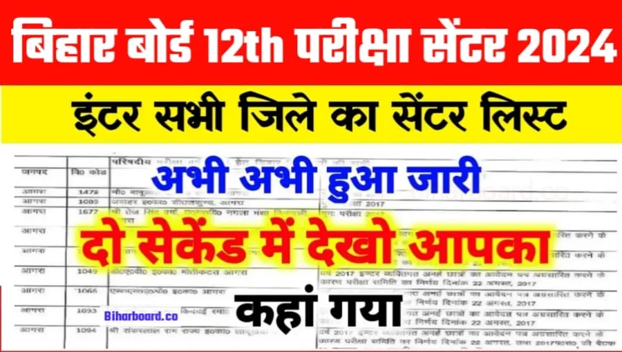 Bihar Board Exam Center list 2024