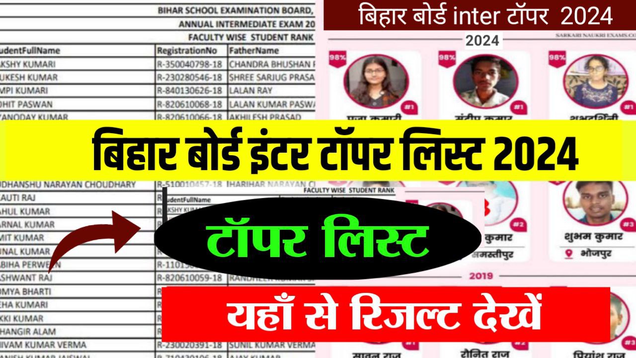 Bihar Board 12th(inter) Topper list 2024 Out