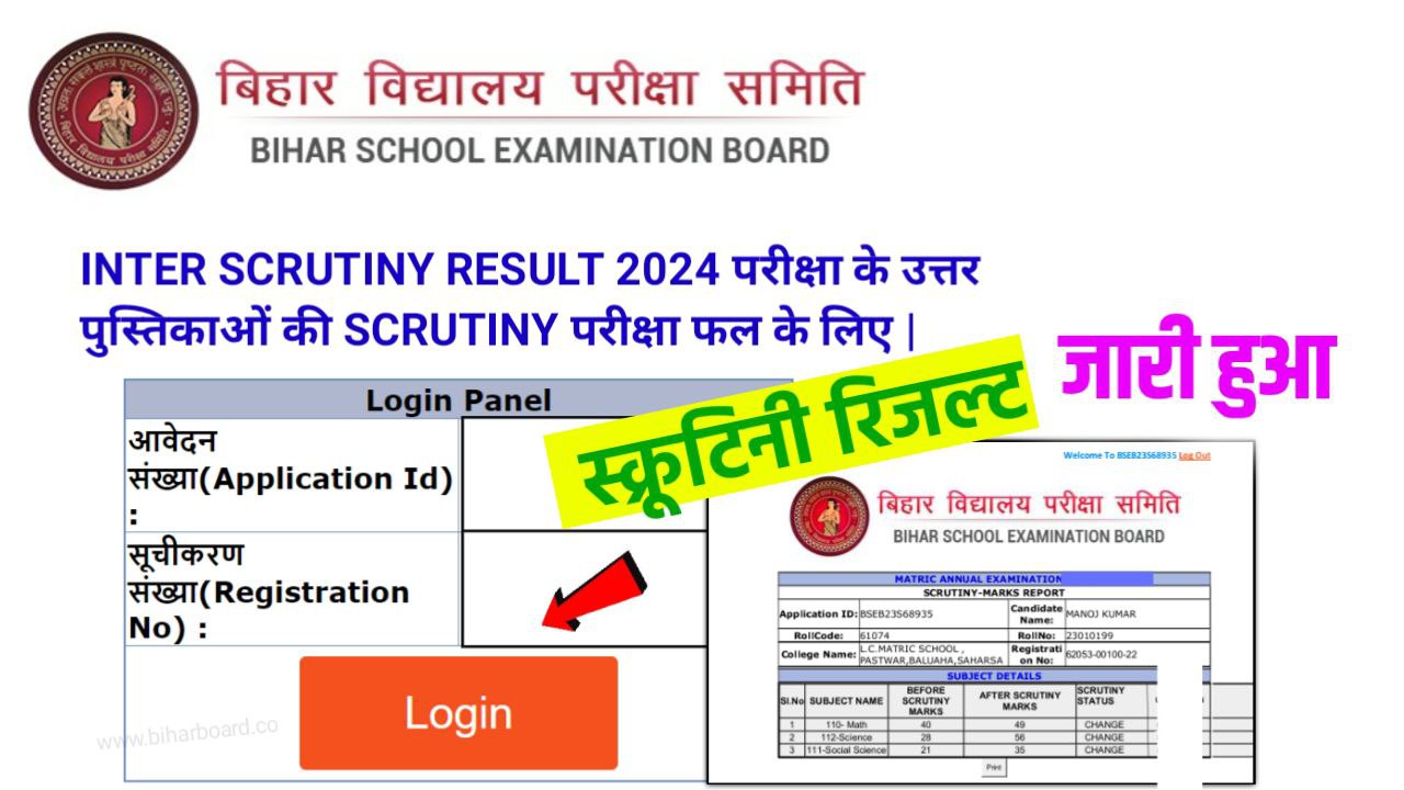 Bihar Board Inter Scrutiny Result 2024