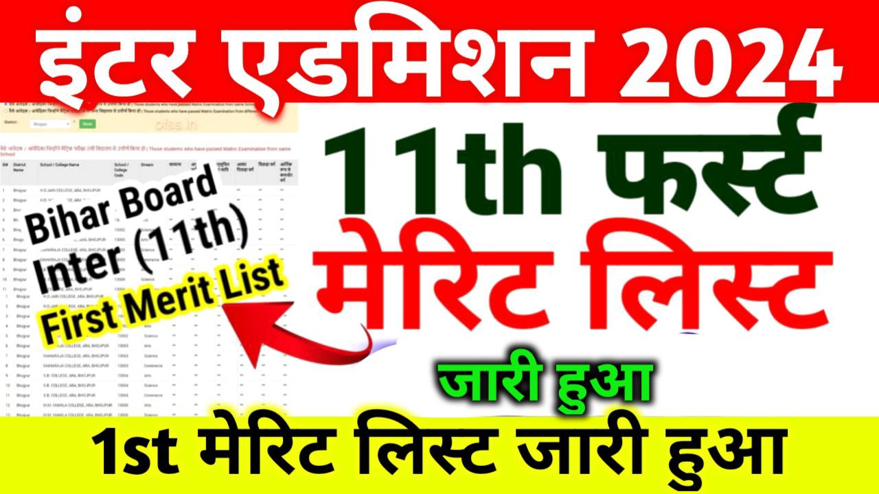 Bihar Board 11th(inter) First merit list 2024