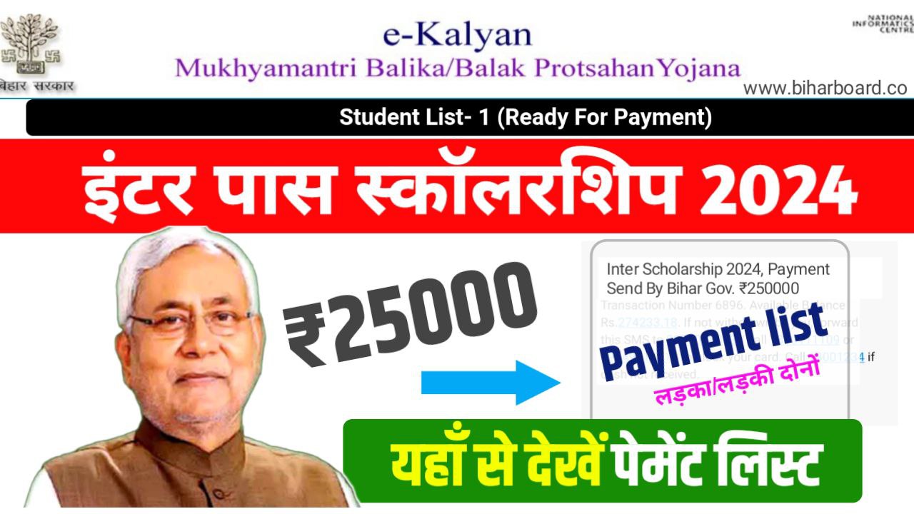 Bihar Board Inter Pass Scholarship Payment Check 2024