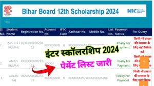12th Scholarship Payment list