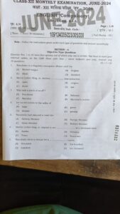 Bihar Board 12th English june Monthly Exam Answer Key 2024