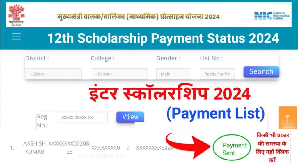 Bihar Board 12th(inter) Scholarship Payment List 2024 कक्षा 12वीं पास