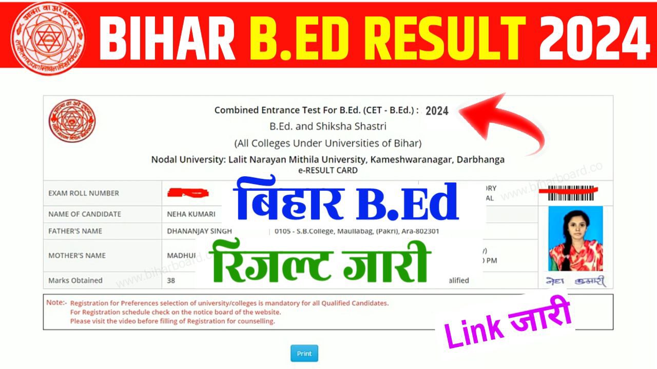 Bihar B.ED Result 2024 Released