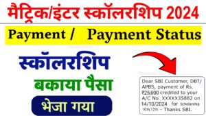 Bihar Board 12th Scholarship Payment Status 2024 Link