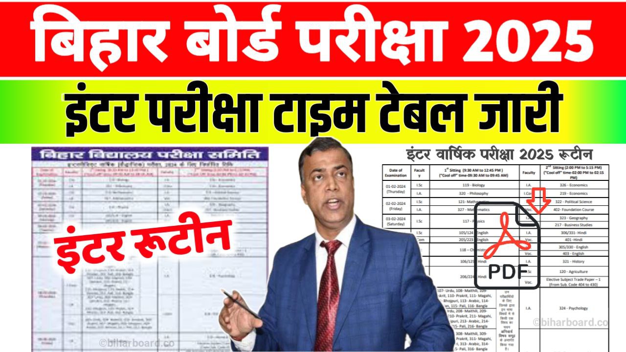 Bihar Board 12th Exam Time Table 2025