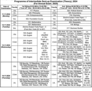 Bihar Board 12th Sent Up Routine 2025