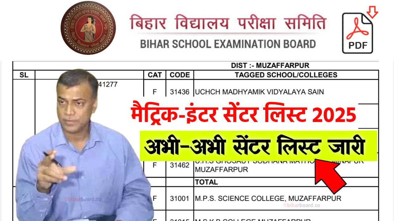 Bihar Board matric-inter exam Center List 2025