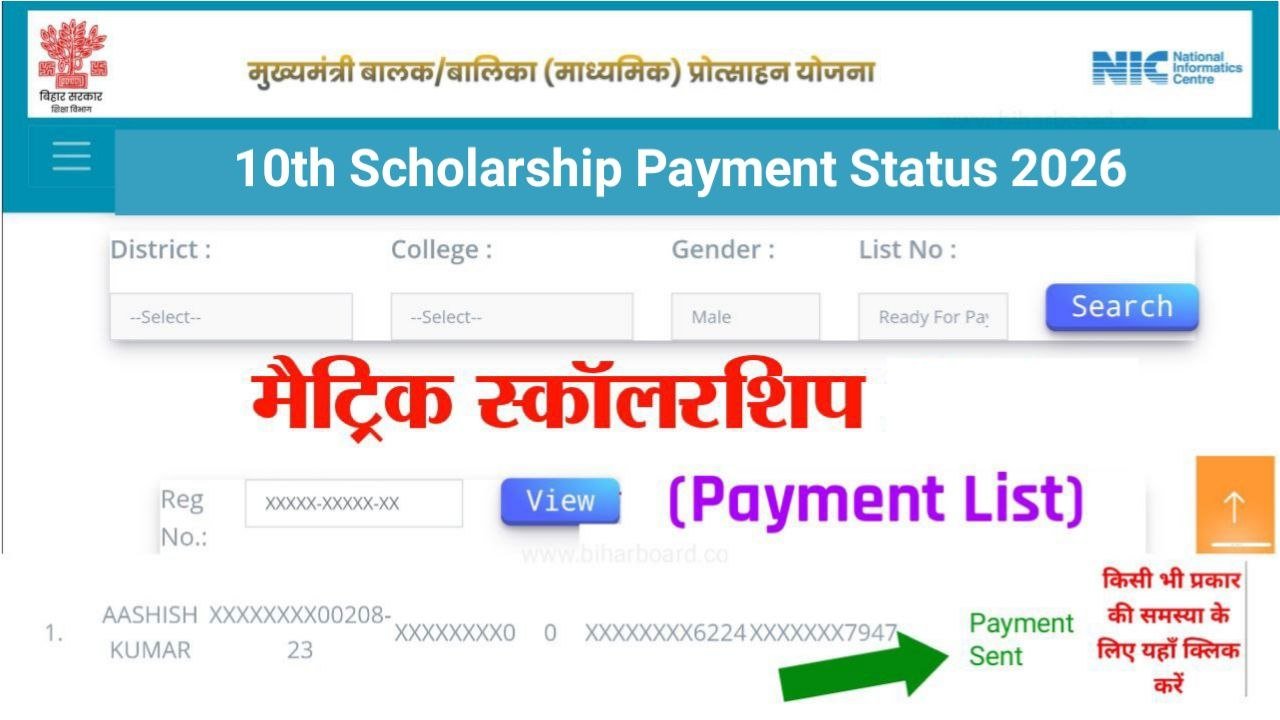 Bihar Board Class 10th Scholarship Payment Status 2026