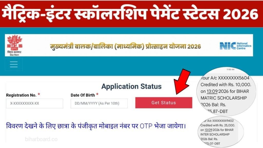 Bihar Board 10th 12th Scholarship Payment Status 2026